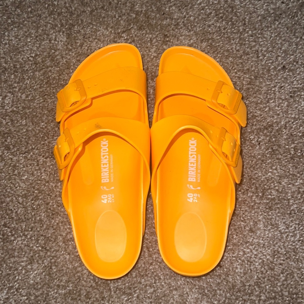 Sherbet orange Arizona Birkenstocks